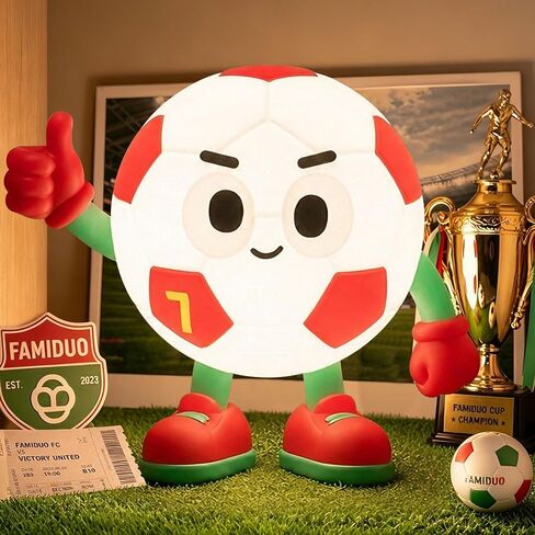 FAMIDUO Lucky #7 Soccer Night Light, Food-Grade Silicone, Warm+RGB, Teens | #7 Player Edition for Kids, 2-Level Dimmable, 15-60 Min Timer, 85Hr Battery, USB-C Rechargeable Nursery Lamp, Soccer Fan Gift in Saudi Arabia