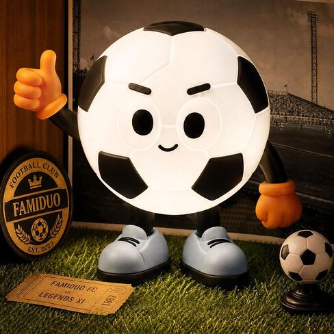 FAMIDUO Lucky #7 Soccer Night Light, Food-Grade Silicone, Warm+RGB, Teens | #7 Player Edition for Kids, 2-Level Dimmable, 15-60 Min Timer, 85Hr Battery, USB-C Rechargeable Nursery Lamp, Soccer Fan Gift in Saudi Arabia