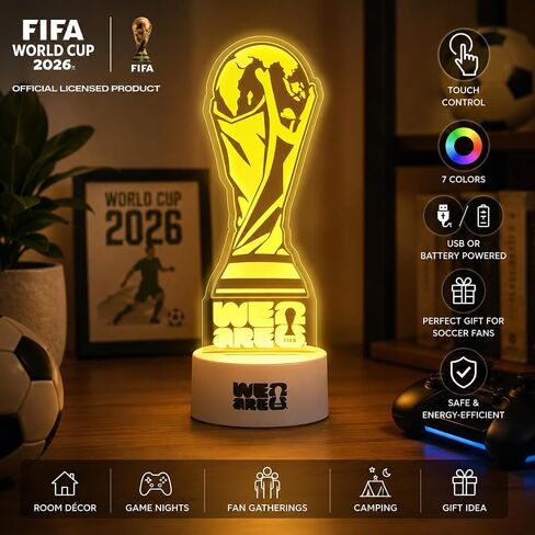 مصباح ليلي مرخص من كأس العالم FIFA 2026 من MESUCA، ديكور غرفة كرة القدم LED بـ 7 ألوان لغرف الألعاب وكهوف المعجبين ومشجعي كرة القدم in Kuwait