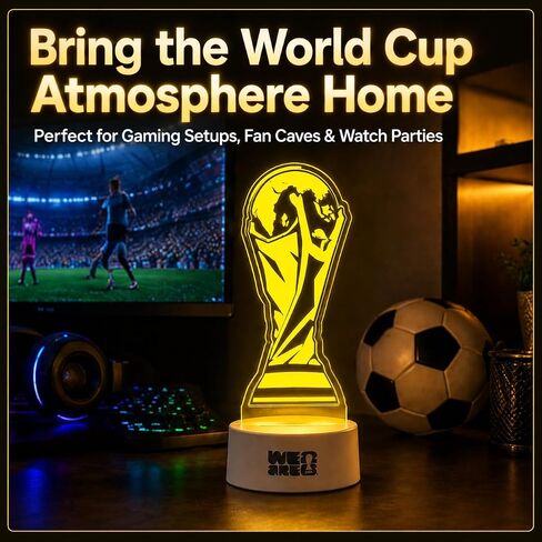 مصباح ليلي مرخص من كأس العالم FIFA 2026 من MESUCA، ديكور غرفة كرة القدم LED بـ 7 ألوان لغرف الألعاب وكهوف المعجبين ومشجعي كرة القدم in Kuwait