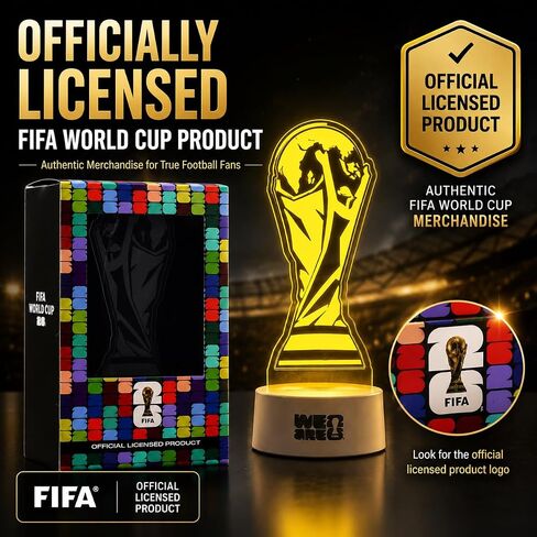 مصباح ليلي مرخص من كأس العالم FIFA 2026 من MESUCA، ديكور غرفة كرة القدم LED بـ 7 ألوان لغرف الألعاب وكهوف المعجبين ومشجعي كرة القدم in Kuwait