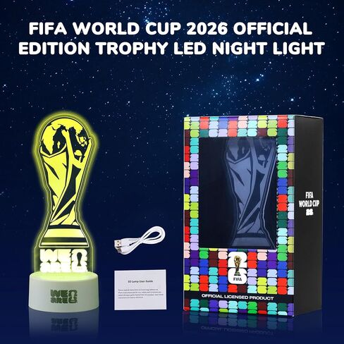 مصباح ليلي مرخص من كأس العالم FIFA 2026 من MESUCA، ديكور غرفة كرة القدم LED بـ 7 ألوان لغرف الألعاب وكهوف المعجبين ومشجعي كرة القدم in Kuwait