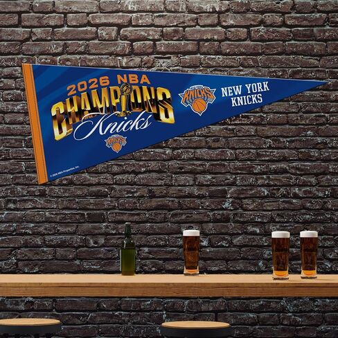 Rico Industries NBA Basketball New York Knicks 2026 NBA Champions 12" x 30" Felt Wall Décor Pennant - Great for Home/Bed Room/Man Cave Décor in Kuwait