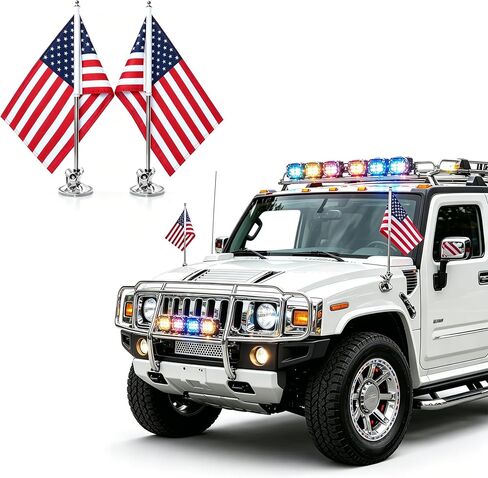 Sports Fan Car Flag with Pole - American Flag for Truck/Car, Heavy Duty Car Flag Holder with Suction Cups, American Car Flag Mount Banner for Window - Auto Accessories (2-Pack Upgraded) in Kuwait