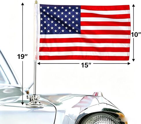 Sports Fan Car Flag with Pole - American Flag for Truck/Car, Heavy Duty Car Flag Holder with Suction Cups, American Car Flag Mount Banner for Window - Auto Accessories (2-Pack Upgraded) in Kuwait