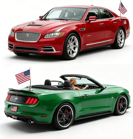 Sports Fan Car Flag with Pole - American Flag for Truck/Car, Heavy Duty Car Flag Holder with Suction Cups, American Car Flag Mount Banner for Window - Auto Accessories (2-Pack Upgraded) in Kuwait