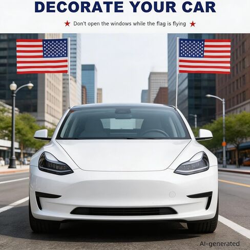 2 Pack Patriotic Car Window Flags, USA National Flag | Waterproof double-sided polyester flag, fade-proof. 2-pack poles & clips for cars, sports & USA 250th Independence Day. in Kuwait
