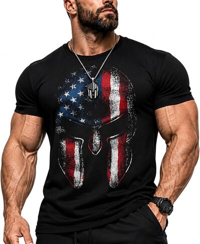 Gift Set for Men American Patriot Workout Gym Shirt with Spartan Warrior Pendant in Saudi Arabia