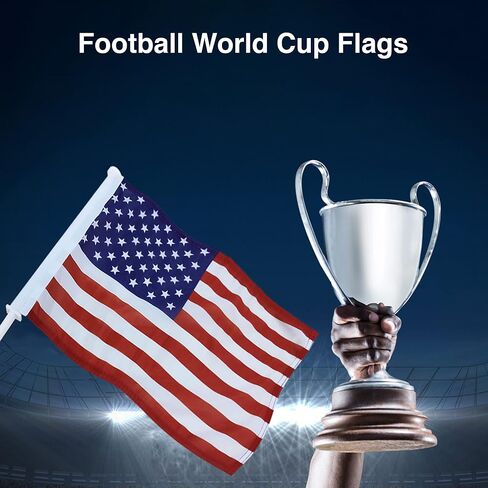 علم سيارة كأس العالم للولايات المتحدة الأمريكية 3 طبقات من البوليستر المحبوك مع عمود صلب بطول 50 سم | علم مقاس 12 × 16 بوصة مع عمود علم سيارة مرن بطول 50 سم in Kuwait