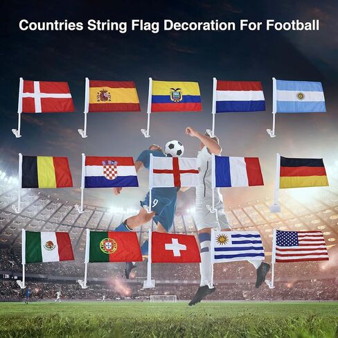 علم سيارة كأس العالم للولايات المتحدة الأمريكية 3 طبقات من البوليستر المحبوك مع عمود صلب بطول 50 سم | علم مقاس 12 × 16 بوصة مع عمود علم سيارة مرن بطول 50 سم in Kuwait