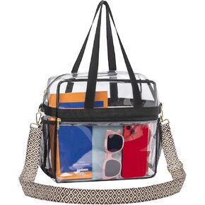 Paxiland Clear Bag for Stadium Events 12x6x12, Clear Tote Bag with Reinforced Strap, Transparent Bag for Sports Concert - Wave Strap in Kuwait