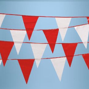 SSWBasics Red and White Pennant Flags on String - Durable Red Flags for Outdoor Events - Ideal Pennant Flag Banners for Parties, Festivals, and Decorations in Saudi Arabia