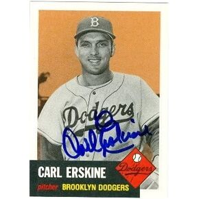 Autograph Warehouse 20796 Carl Erskine Autographed 1953 Topps Archive Baseball Card Brooklyn Dodgers in Saudi Arabia