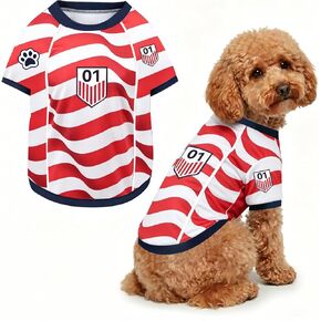FIRE HIVE Dog Soccer Jersey، شبكة قابلة للتنفس، أحمر أبيض وأزرق، مقاس XX-Large، مسابقة العطلات، رياضة in Kuwait