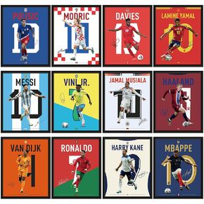 12 PCS World Cup 2026 Soccer Superstar Poster 14"x11", World Cup 2026 Merchandise, Soccer Decor For Boys Bedroom,Messi,Ronaldo, Mbappe,Haaland And Pulisic Poster,Gifts for Soccer Fans,Unframed in Kuwait