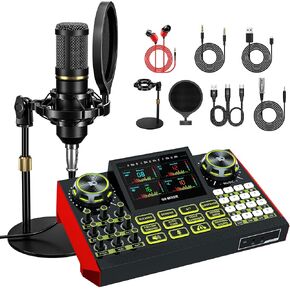 G9 Podcast Equipment Bundle with Audio Mixer for Streaming Singing, 3.5mm Condenser Microphone Kit, Voice Changer, Noise Reduction, Bluetooth, Plug & Play for PC, Phone, TikTok, YouTube in Saudi Arabia