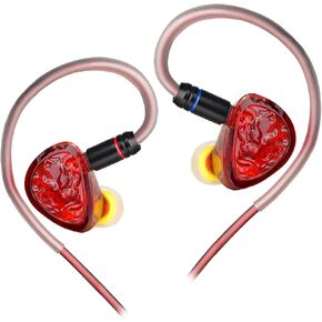 TANGZU Wan'er S.G II Red Lion Wired IEM Earphones, HiFi Gaming in-Ear Monitor with Detachable Cable, Includes Tang Sancai Wide Bore & Sonic Eartips, Silicone Headphone Organizer (Red Type-C with Mic) in Kuwait