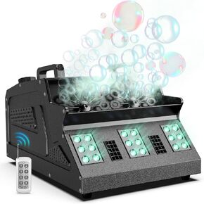 2000W Fog Bubble Machine, 3 in 1 Bubble Machine with 2 Bubble Fans,7 CH 18 RGB LED Lights Smoke Bubble All IN 1 Machine, Fog Machine Stage Effect for Party, Wedding, Halloween, 1 PACK in Kuwait