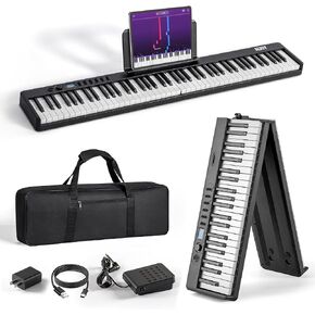 AiJoy 88-Key Portable Piano Keyboard with Semi-Weighted Keys Folding Piano, Built-in Speakers/MIDI, Long Battery Life Electric Keyboard Piano for Beginners in Kuwait