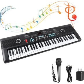 61 Key Piano Keyboard with Built-in Speaker & Microphone, Portable Electronic Digital Piano for Beginners, Ideal Musical Gift with Teaching Features in Kuwait