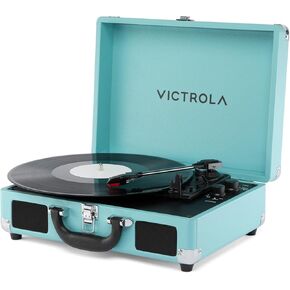 Victrola Journey II - Bluetooth Suitcase Record Player - Green | Built-in stereo speakers, 3-speed turntable plays 7", 10" and 12" records, Bluetooth in and out, headphone jack in Kuwait