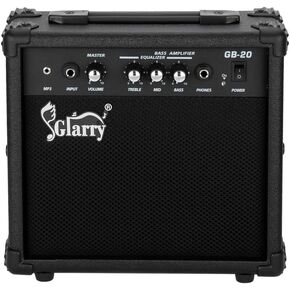 GLARRY Electric Bass Combo Amp، أمبير محمول مع مدخل MP3 لسماعة الرأس، ملحقات مكبر صوت بمضخم جيتار باس بقدرة 20 وات مع عناصر تحكم في الصوت والصوت والتريبل والمتوسطة in Kuwait