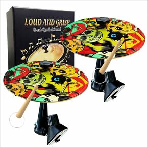Car Cymbal Air Vent, 2-Pack Mini Crash Cymbal for Drummers (donut) | 2-pack, mini crash cymbal set with 2 drumsticks, clip-on car vent mount, fits most vehicles, gift for drummers in Kuwait