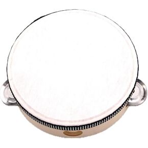 Wooden Frame Tambourine with Synthetic Sheepskin Drumhead, 4/6 Inch Handheld Percussion Instrument, Crisp Metal Jingles for Stage Performance, Church Worship And Festive Musical Events (4 Inch) in Saudi Arabia