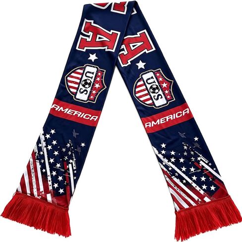 USA Soccer Fan Scarf, America Team Supporter Scarf Double-Sided for 2026 World International Soccer Matches & Game Day in Kuwait