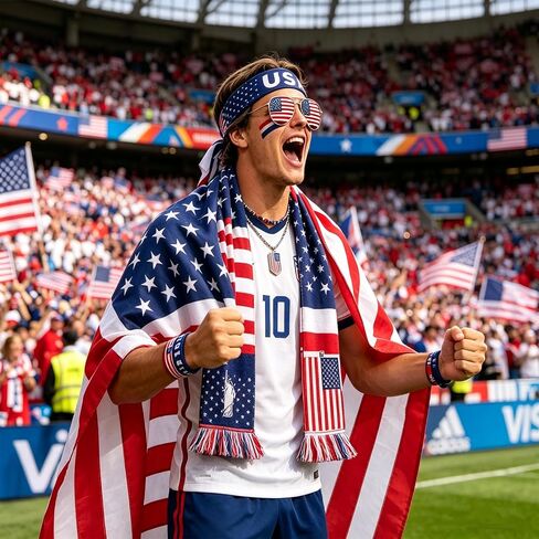 2026 World Soccer Sport Cup USA Fan Gear Kit - Patriotic Supporter Set for Game Day, Watch Parties & National Celebrations with American Flag Scarf,Headband,Wristbands,Face Paint,Necklace,Sunglasses in Kuwait