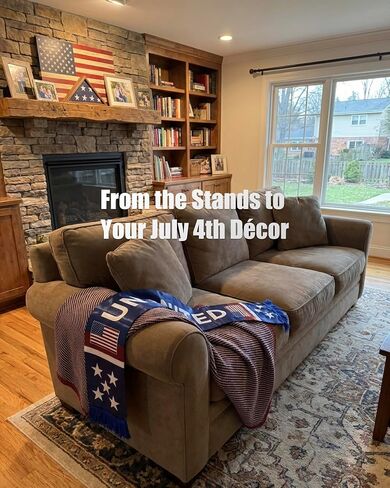 US Soccer Scarf 55.1x6.7 Inch Satin Double Sided Blue White with Tassels - Patriotic Flag Scarf for 2026 Soccer Fan Gear, 4th of July Accessories, Red White and Blue 250th Independence Day in Kuwait