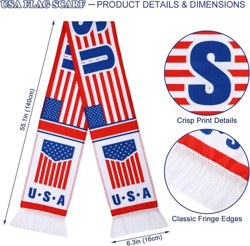 USA Soccer Fan Gear Kit for 2-4 People, Patriotic Accessories Set with Scarf, Handheld Flags, Wristbands & Tattoos for Couples, Family & Friends, 4th of July & Game Day in Kuwait