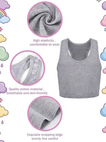 Geyoga 12 Pieces Girls Dance Tank Top Racerback Crop Top Sleeveless Dance Outfit for Ballet Hip Hop Athletic Wear in Kuwait