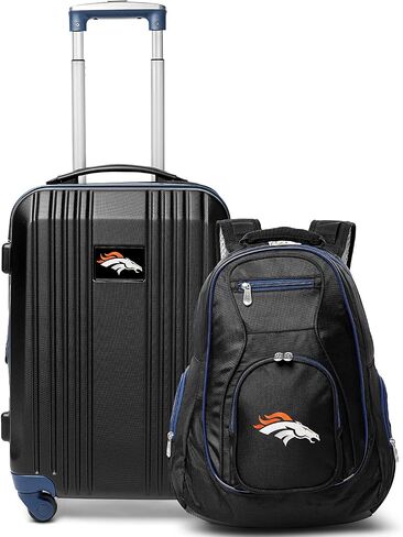مجموعة حقائب السفر Denver Broncos المكونة من قطعتين، تتضمن حقيبة صلبة دوارة ذات لونين مقاس 21 بوصة وحقيبة ظهر للكمبيوتر المحمول مقاس 19 بوصة in Kuwait