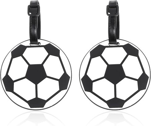 2Pcs Soccer Travel Tags for Luggage,PVC Id Tags for Sports & Travel,Cute Soccer Ball Name Label for Luggage Identifiers Backpacks Duffels Men Women Team Players in Saudi Arabia