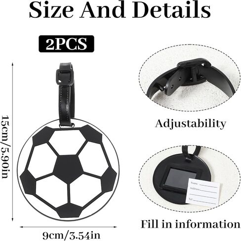 2Pcs Soccer Travel Tags for Luggage,PVC Id Tags for Sports & Travel,Cute Soccer Ball Name Label for Luggage Identifiers Backpacks Duffels Men Women Team Players in Saudi Arabia