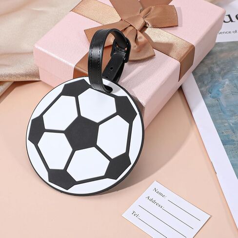 2Pcs Soccer Travel Tags for Luggage,PVC Id Tags for Sports & Travel,Cute Soccer Ball Name Label for Luggage Identifiers Backpacks Duffels Men Women Team Players in Saudi Arabia