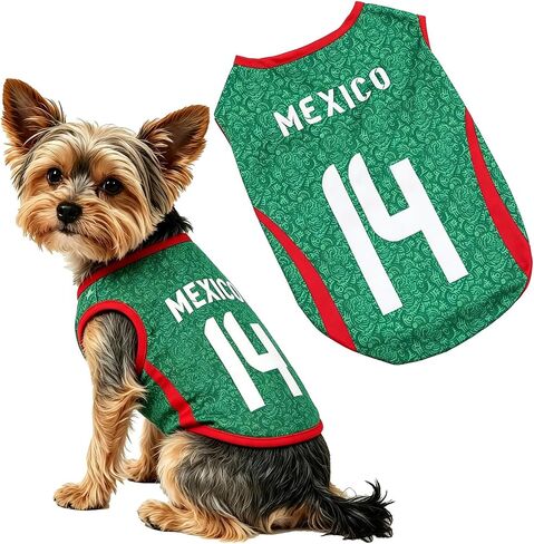 Pet Dog Soccer Jersey 𝐌𝐞𝐱𝐢𝐜𝐨 Style Sleeveless Breathable Mesh Puppy Sports Vest Football Inspired Pet Shirts S-5XL in Kuwait