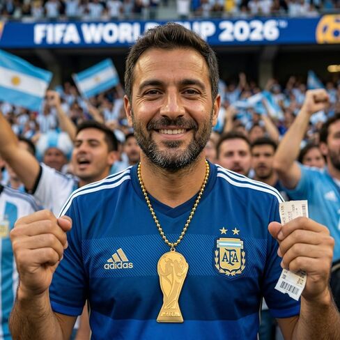 FIFA Officially Licensed World Cup 2026 Beaded Fan Chain Necklace Oversized Gold 36 Inch Trophy Pendant Ultimate Soccer Game Day Gear & Watch Party Accessory for Men, Women & Kids in Kuwait