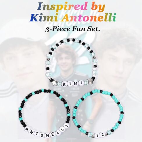 مجموعة أساور مستوحاة من AICase لـ Kimi Antonelli Merch F1، ملابس سوار مطرز لإكسسوارات القميص، هدايا بضائع المجوهرات لمحبي النساء، هدايا عيد الميلاد وعيد الميلاد in Kuwait