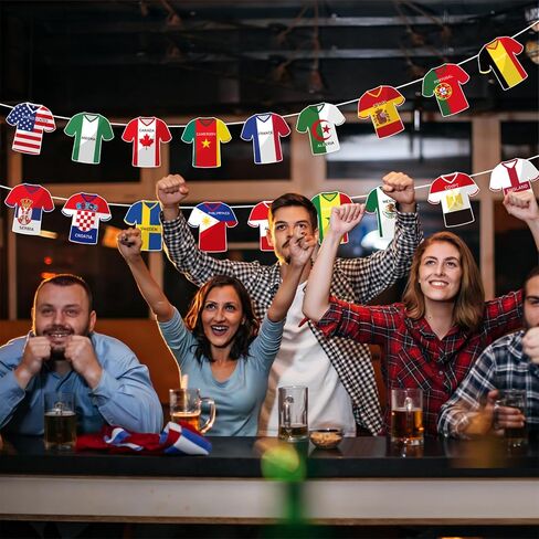 2026 كرة القدم العالمية الكرة جيرسي العلم الرايات راية مجموعة 49 قطعة كأس كرة القدم لعبة مروحة البضائع الرياضية تحت عنوان الهدايا زينة الحفلات الدولة الدولية سلسلة أعلام جارلاند الاحتفالات ديكور in Kuwait
