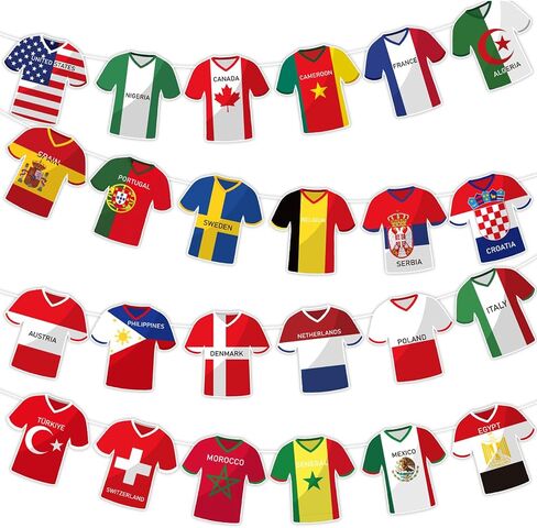 2026 كرة القدم العالمية الكرة جيرسي العلم الرايات راية مجموعة 49 قطعة كأس كرة القدم لعبة مروحة البضائع الرياضية تحت عنوان الهدايا زينة الحفلات الدولة الدولية سلسلة أعلام جارلاند الاحتفالات ديكور in Kuwait