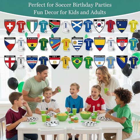 96PCS 2026 World Cup Soccer Party Decorations Banner The 48 Qualifying Nations Jersey National Flag World Cup Themed Merchandise for Sports Themed Parties, Events, and Outdoor Soccer Decorations in Kuwait
