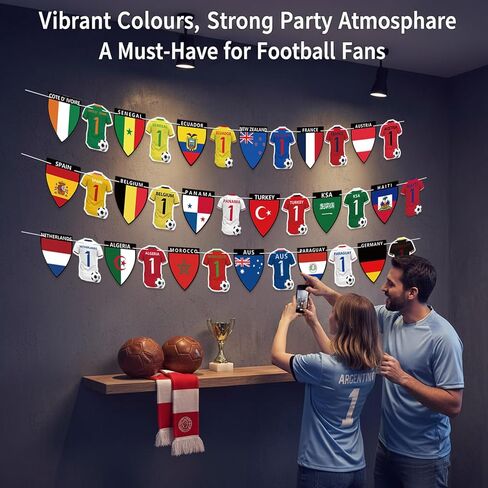 96PCS 2026 World Cup Soccer Party Decorations Banner The 48 Qualifying Nations Jersey National Flag World Cup Themed Merchandise for Sports Themed Parties, Events, and Outdoor Soccer Decorations in Kuwait