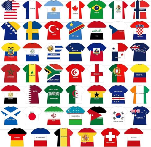 48 Countries String Flag, World Soccer International Flags Bunting Banner, Jersey Shape World Flag Banner Decoration for 2026 Soccer Cup Party, Outdoor Celebrations, Sports Game Events, Fans Merchandise in Kuwait