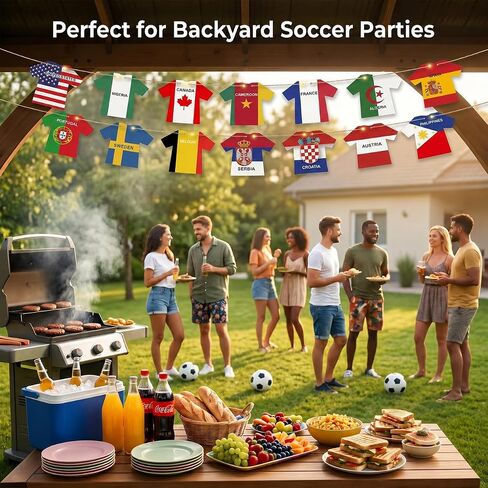 2026 World Cup Decorations with LED String Lights, 49 Countries Soccer Jersey Flag Banner Garland, Lighted Soccer Party Decorations for Watch Party, Bar, Home, Game Room, Sports Fan Decor in Kuwait