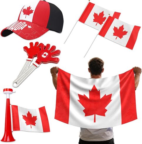 7Pcs Soccer Cup Fan Set, Soccer Theme Accessories Kit with Flags, Clappers, Shawl, Cap and Horn, Gifts for Football Lovers and Brazil Supporters in Saudi Arabia