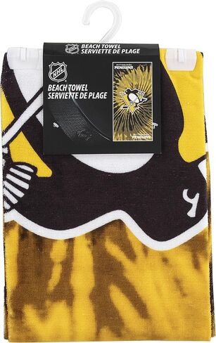 منشفة الشاطئ NHL Pittsburgh Penguins Psychedelic من Northwest NHL، حمام خفيف الوزن من مزيج القطن والبوليستر، حمام السباحة، السباحة، معدات مروحة السفر، 30 × 60 بوصة in Kuwait