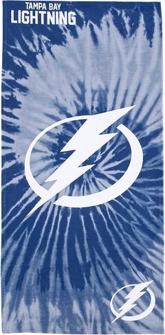 منشفة الشاطئ NHL Tampa Bay Lightning Psychedelic Beach من Northwest NHL، حمام خفيف الوزن من مزيج القطن والبوليستر، حمام السباحة، السباحة، معدات مروحة السفر، 30 × 60 بوصة in Kuwait