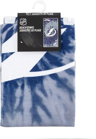 منشفة الشاطئ NHL Tampa Bay Lightning Psychedelic Beach من Northwest NHL، حمام خفيف الوزن من مزيج القطن والبوليستر، حمام السباحة، السباحة، معدات مروحة السفر، 30 × 60 بوصة in Kuwait